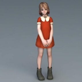 Red Dress Girl 3d model