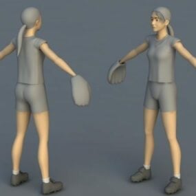 Honkbalspeler meisje 3D-model