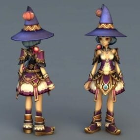 Cute Anime Witch Girl 3d model