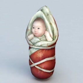 おくるみの赤ちゃん3Dモデル
