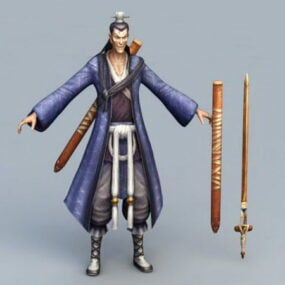 Swordsman kinesisk karaktär 3d-modell