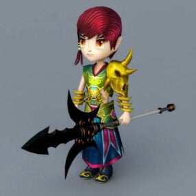 Cartoon Warrior Boy tweevoetig 3D-model