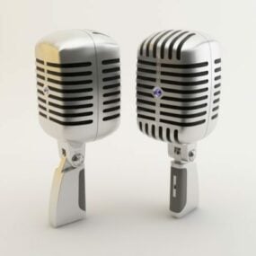 Black Chrome Microphone With Stand 3d model
