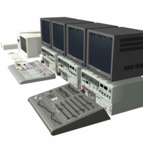 3D-model voor videobewerkingswerkstation met meerdere monitoren