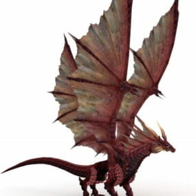 Modello 3d del drago rosso fuoco