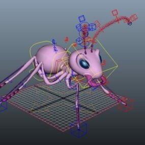 可爱的粉红色蚂蚁钻机3d模型