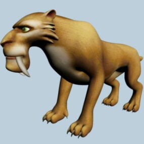 Dessin animé Smilodon Rig modèle 3D