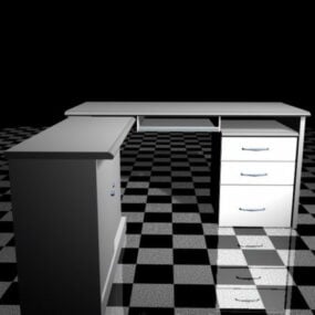 میز کامپیوتر اداری سفید مدل سه بعدی