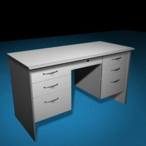 White Office Desk 3d model
