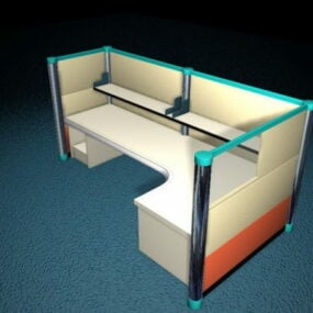 پارتیشن اتاقک با میز مدل سه بعدی