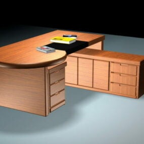 Office Desk With File Cabinets 3d model