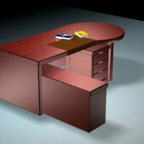 현대 임원 책상 세트 3d 모델