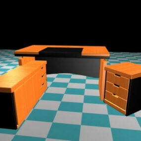 Yönetici Ofis Masası Takımları 3D model