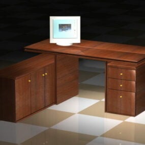 3д модель офисного стола и компьютера
