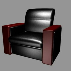 كرسي نادي جلد أسود موديل 3D