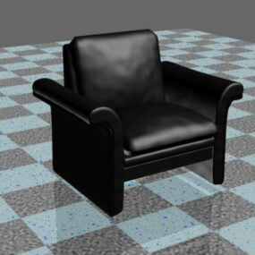 Black Leather Club Chair 3d model