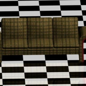 Plaid Couch Furniture 3d model