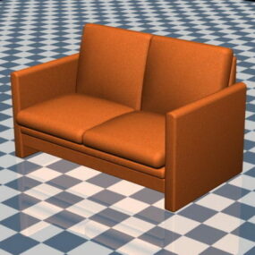 Model 3D pomarańczowego fotela dwuosobowego