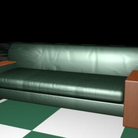 Green Leather Couch Sofa 3d model