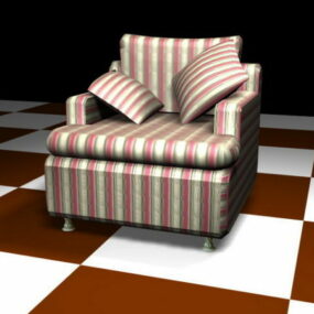 Red Striped Sofa Chair 3d model