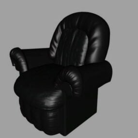 Black Leather Recliner Stol 3d modell
