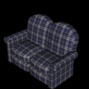 Niebiesko-biały fotel w kratę Model 3D