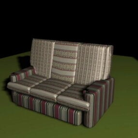 Red Striped Sofa 3d model
