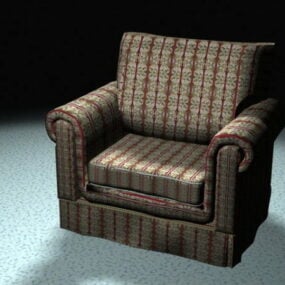 3D-model van een fauteuil van bloemenstof