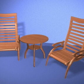Conjunto de mesa e cadeiras de destaque Modelo 3D