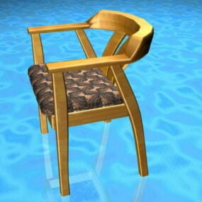 Yellow Wood Dining Chair 3d model