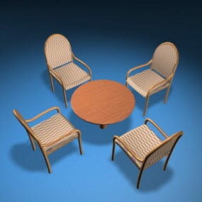 Bộ bàn ghế ăn ngoài trời model 3d