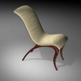 Vintage Wood Reclining Chair 3d model