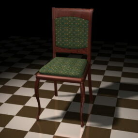 Modelo 3d de cadeira de jantar de madeira vermelha