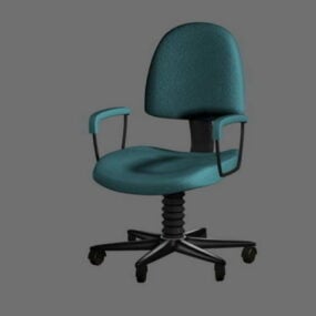 كرسي مهام أزرق بأذرع نموذج ثلاثي الأبعاد