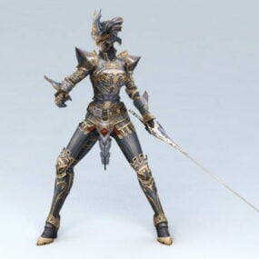 3D model ženy Knight Attack