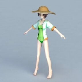Modello 3d della ragazza della spiaggia di Anime