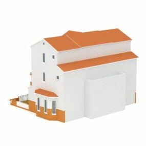 Τριώροφη Κατοικία με Βεράντα 3d μοντέλο