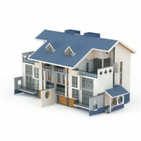 3d модель китайського будинку з терасою