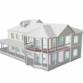 โมเดล 3 มิติของบ้านในชนบทอเมริกัน