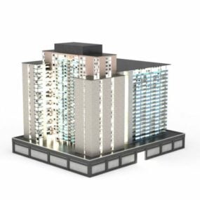 דגם תלת מימד של בניין קומפלקס למגורים מסחרי