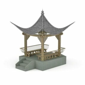 Gammel kinesisk paviljong 3d-modell