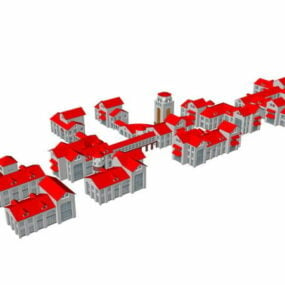 Punaisen talon asuinalueen 3d-malli