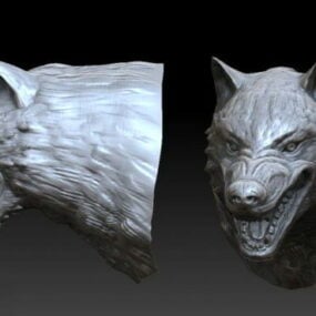 狼头雕塑3d模型