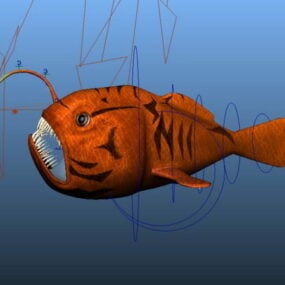 โมเดล 3 มิติแท่นขุดเจาะปลาตกปลาสีแดง
