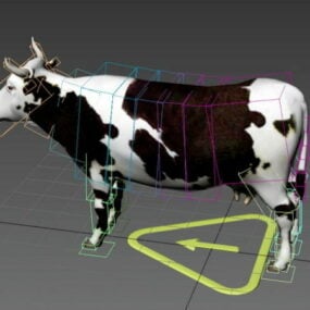 Model 3D czarno-białej krowy