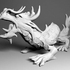 Model 3D japońskiej rzeźby smoka