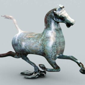 Antyczny posąg konia z brązu Model 3D