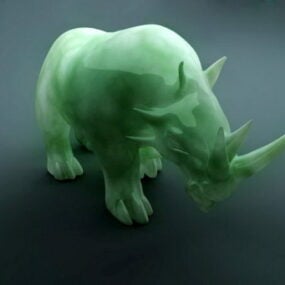 Green Jade Carved Rhino 3d model