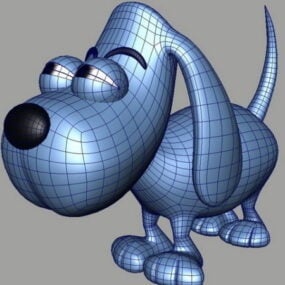 Model 3D z kreskówkowym niebieskim psem