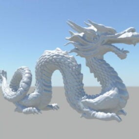 白色中国龙雕塑3d模型